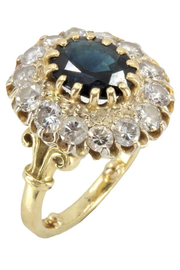 BAGUE MARGUERITE SAPHIR ET DIAMANTS — vue 4