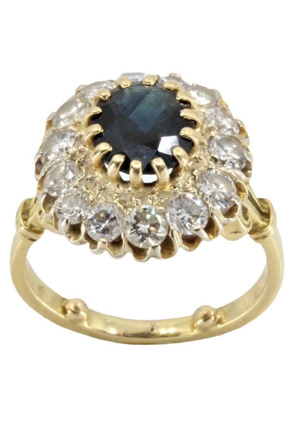 BAGUE MARGUERITE SAPHIR ET DIAMANTS — vue 1