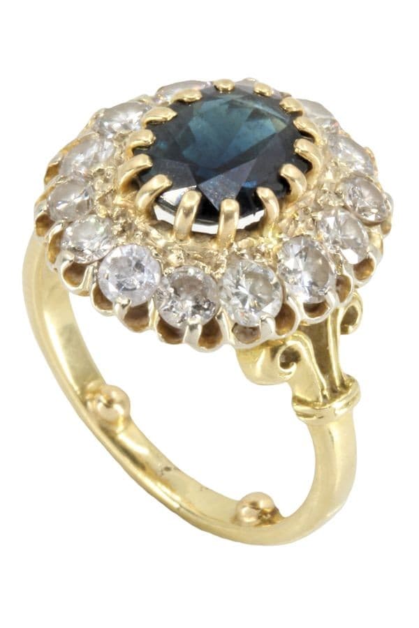 BAGUE MARGUERITE SAPHIR ET DIAMANTS — vue 5