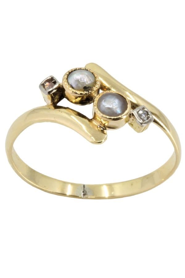 BAGUE NAPOLÉON III PERLES ET DIAMANTS — vue 1