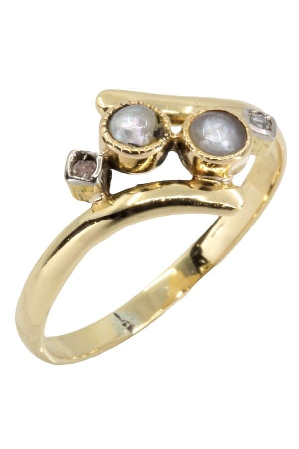 BAGUE NAPOLÉON III PERLES ET DIAMANTS — vue 3