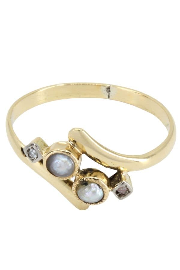 BAGUE NAPOLÉON III PERLES ET DIAMANTS — vue 6