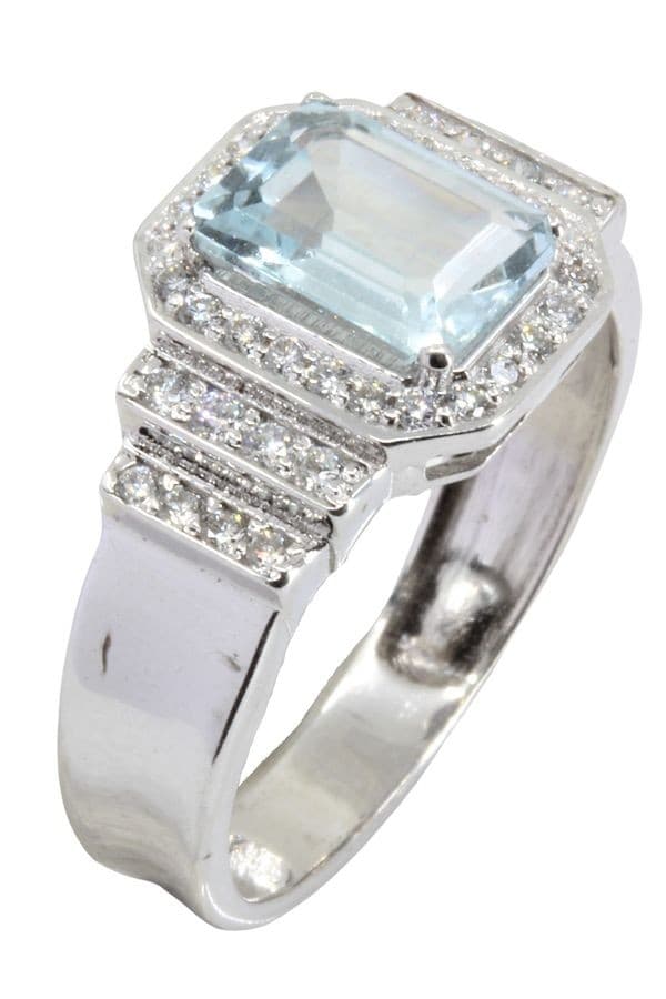 BAGUE AIGUE-MARINE STYLE ART-DÉCO — vue 3