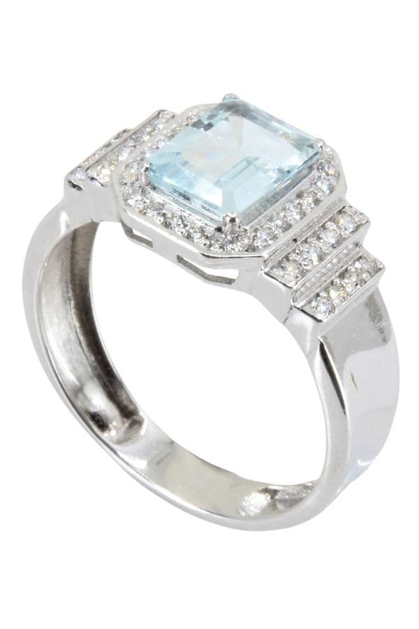 BAGUE AIGUE-MARINE STYLE ART-DÉCO — vue 4