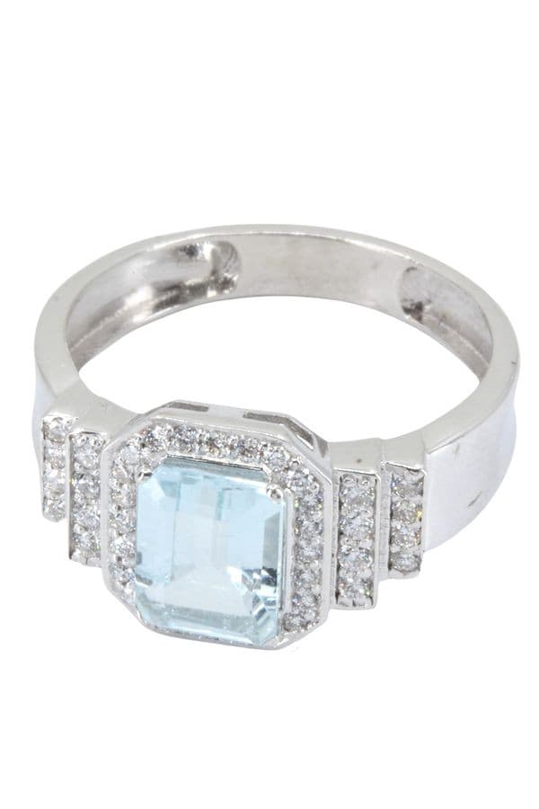 BAGUE AIGUE-MARINE STYLE ART-DÉCO — vue 6