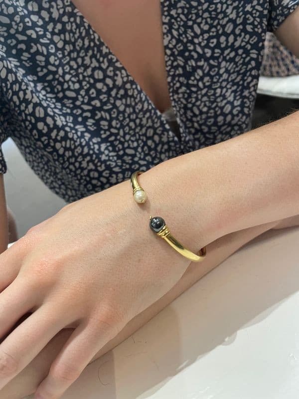 BRACELET JONC SOUPLE PERLES — vue 2