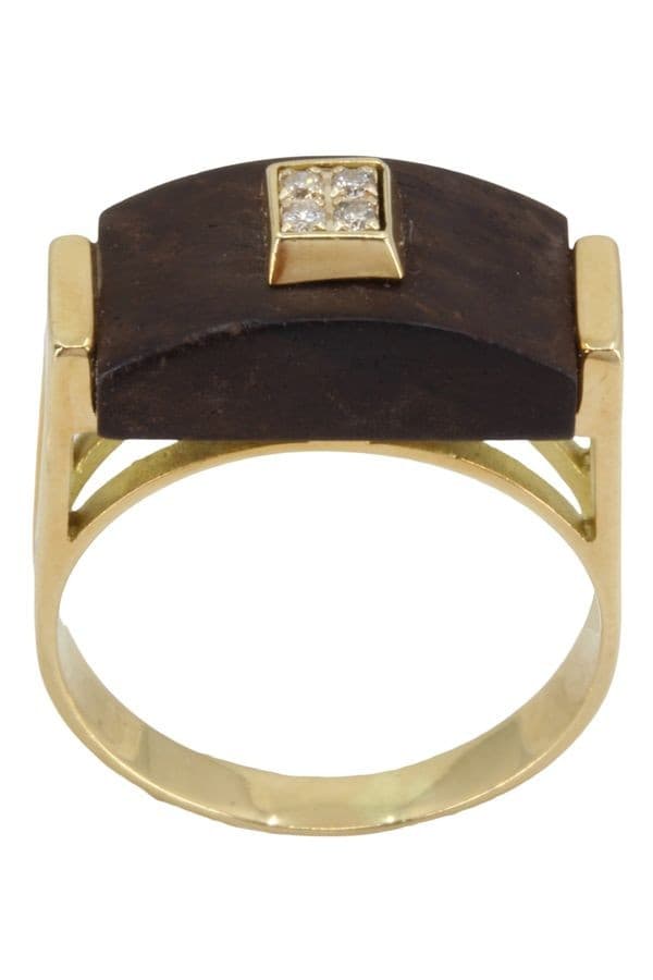 BAGUE ÉBÈNE ET DIAMANTS — vue 1