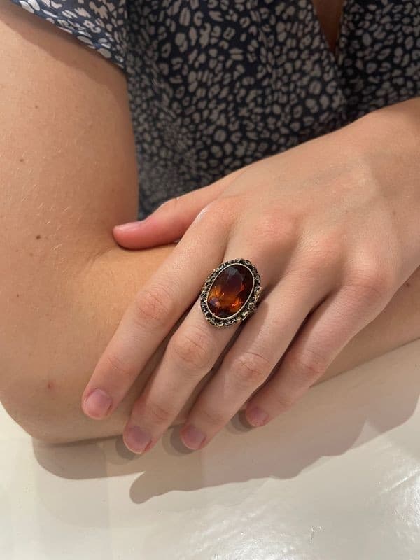 BAGUE CITRINE ET TOURMALINE — vue 2