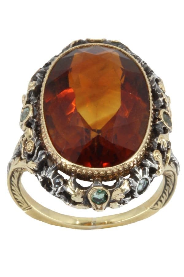 BAGUE CITRINE ET TOURMALINE — vue 1