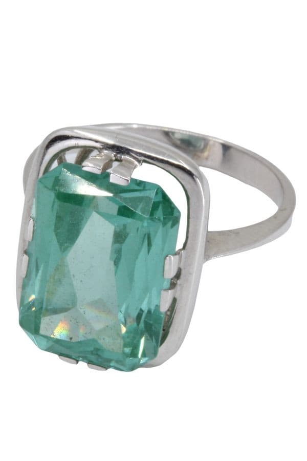 BAGUE MODERNE TOPAZE VERTE — vue 3