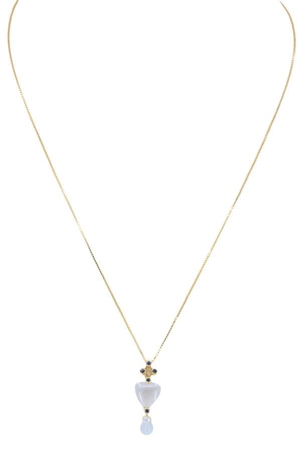 COLLIER MODERNE CALCÉDOINES ET SAPHIRS — vue 1
