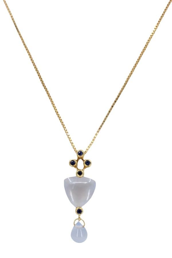 COLLIER MODERNE CALCÉDOINES ET SAPHIRS — vue 3