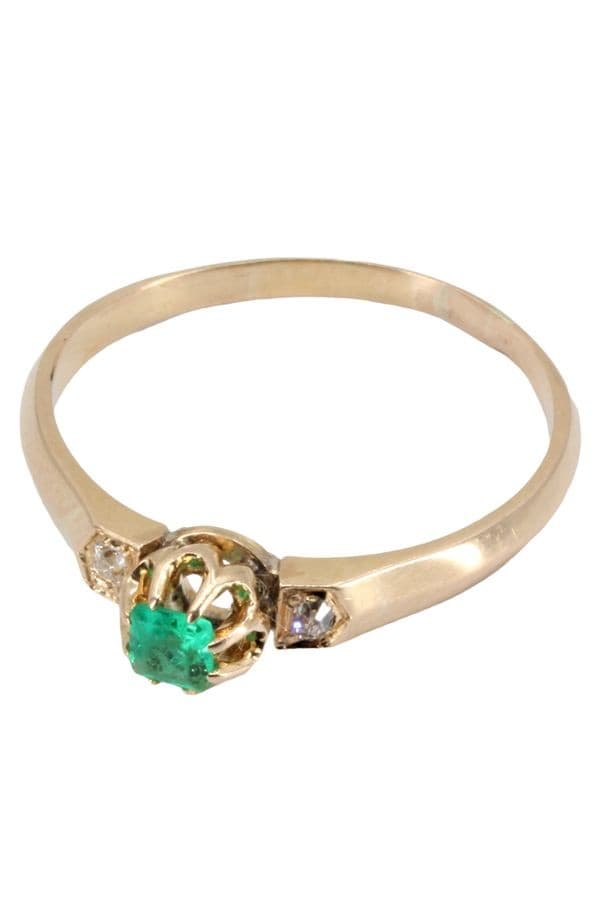 BAGUE NAPOLÉLON III ÉMERAUDE ET DIAMANTS — vue 3