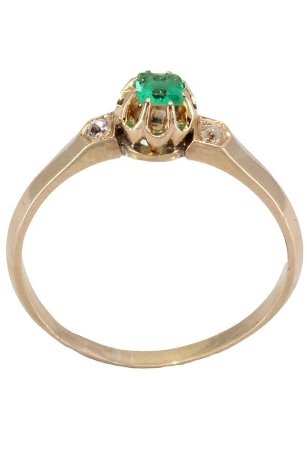 BAGUE NAPOLÉLON III ÉMERAUDE ET DIAMANTS — vue 1