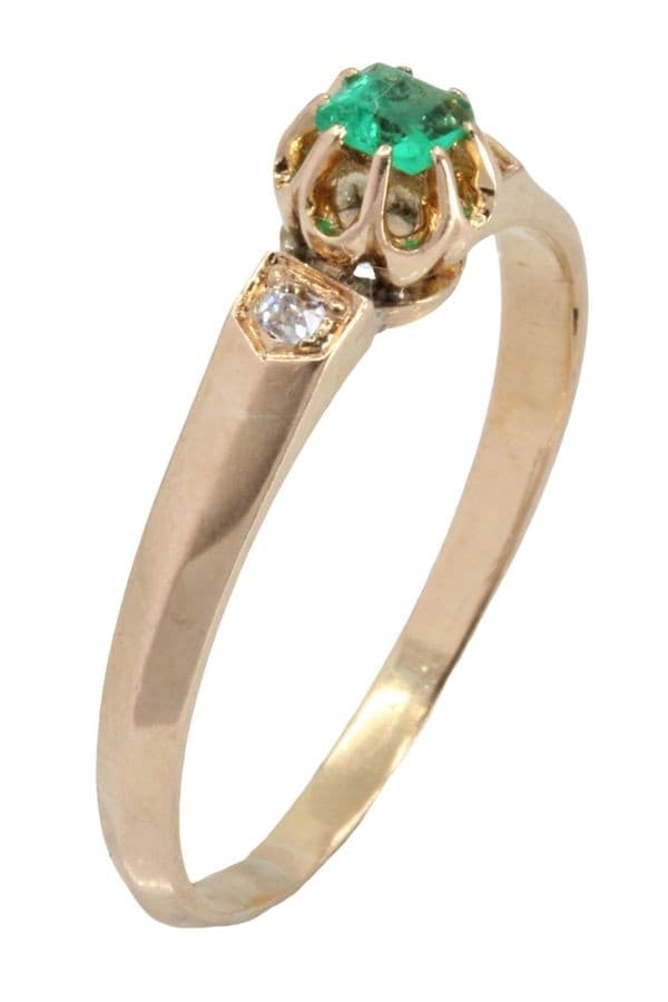 BAGUE NAPOLÉLON III ÉMERAUDE ET DIAMANTS — vue 5