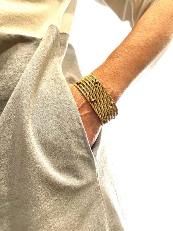 BRACELET TRESSÉ ANNÉES 60' SAPHIRS ET DIAMANTS — vue 2