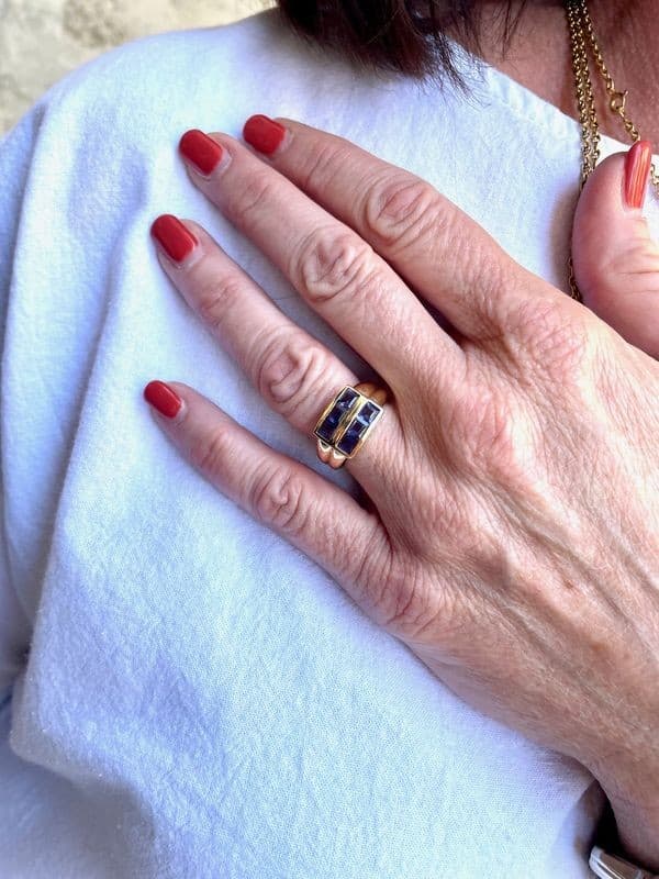BAGUE MODERNE TANZANITES — vue 2