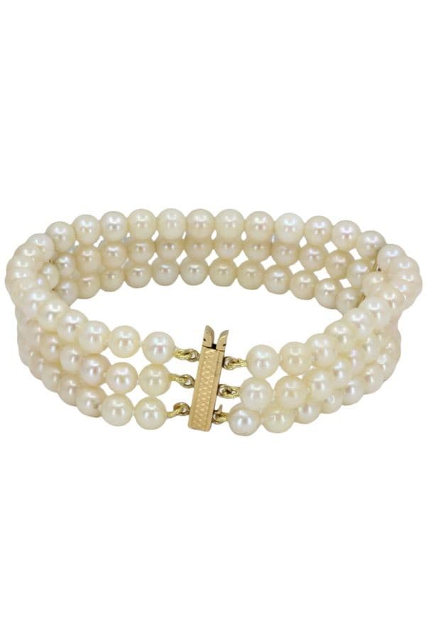 BRACELET 3 RANGS PERLES DE CULTURE — vue 1