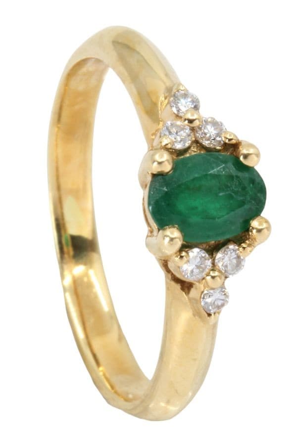BAGUE MODERNE ÉMERAUDE ET DIAMANTS — vue 4