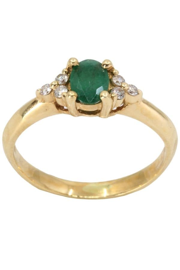 BAGUE MODERNE ÉMERAUDE ET DIAMANTS — vue 1