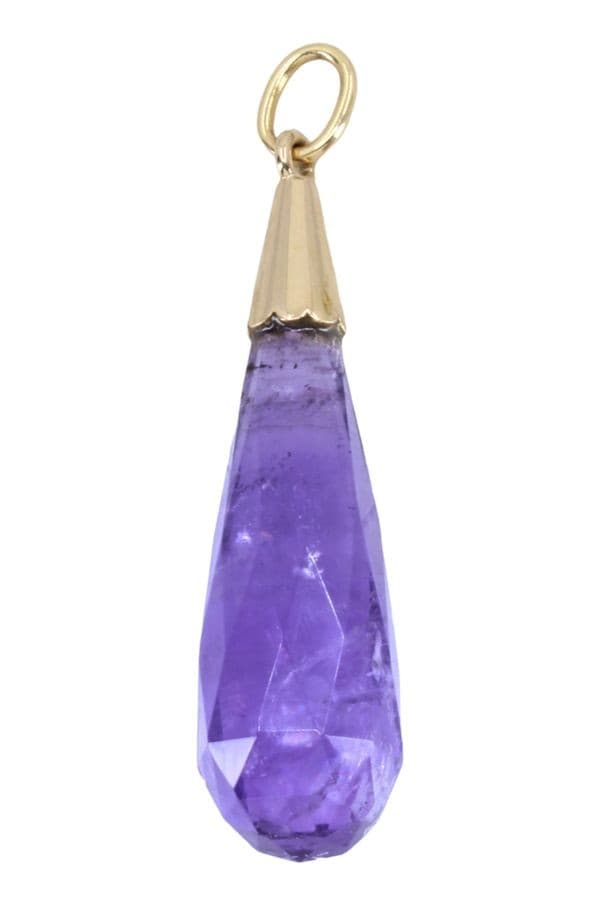 PENDENTIF ANCIEN GOUTTE AMÉTHYSTE — vue 1