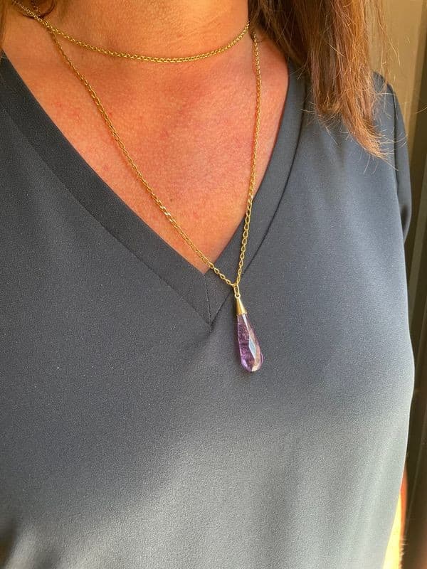 PENDENTIF ANCIEN GOUTTE AMÉTHYSTE — vue 2