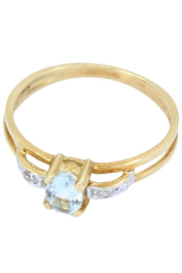BAGUE MODERNE AIGUE-MARINE ET DIAMANTS — vue 3