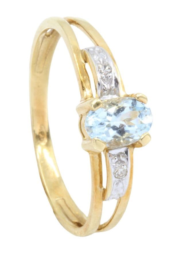 BAGUE MODERNE AIGUE-MARINE ET DIAMANTS — vue 4