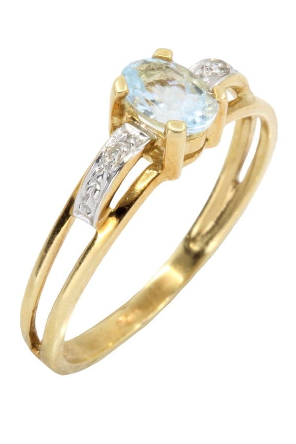 BAGUE MODERNE AIGUE-MARINE ET DIAMANTS — vue 5