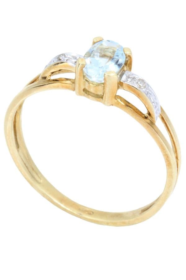 BAGUE MODERNE AIGUE-MARINE ET DIAMANTS — vue 6