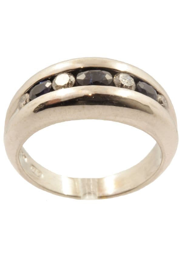 BAGUE JONC MODERNE SAPHIRS ET DIAMANTS — vue 1
