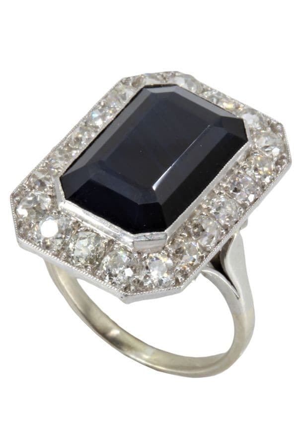BAGUE ART-DÉCO SAPHIR ET DIAMANTS — vue 5