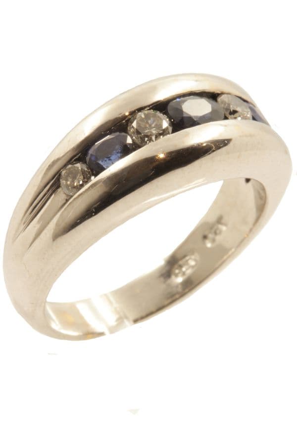 BAGUE JONC MODERNE SAPHIRS ET DIAMANTS — vue 2