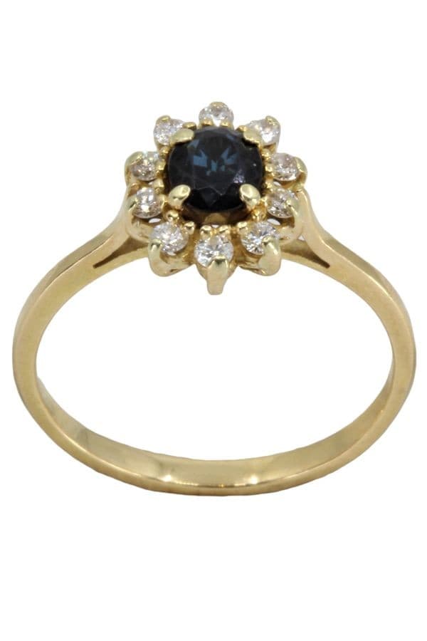 BAGUE MARGUERITE SAPHIR ET DIAMANTS — vue 1