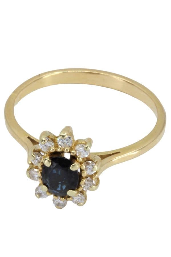 BAGUE MARGUERITE SAPHIR ET DIAMANTS — vue 3
