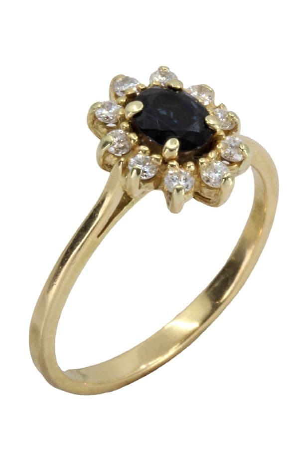 BAGUE MARGUERITE SAPHIR ET DIAMANTS — vue 4