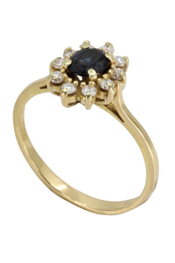 BAGUE MARGUERITE SAPHIR ET DIAMANTS — vue 5