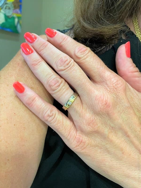 BAGUE JONC 2 ORS DIAMANT — vue 2