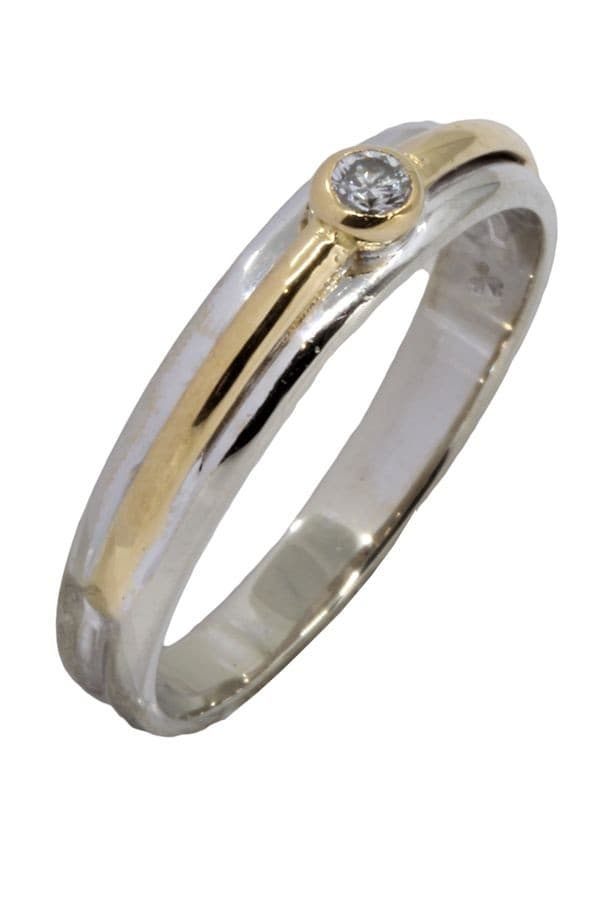 BAGUE JONC 2 ORS DIAMANT — vue 3