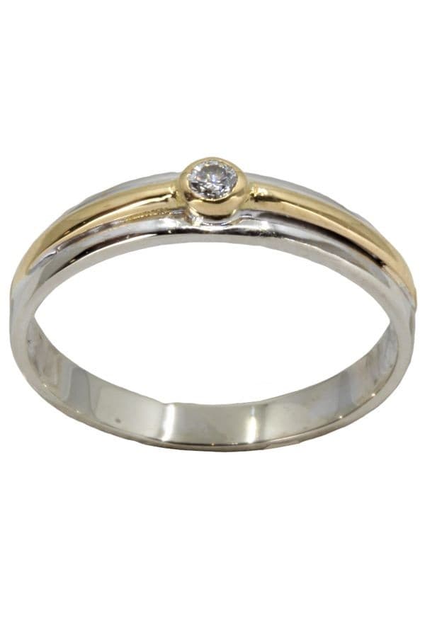 BAGUE JONC 2 ORS DIAMANT — vue 1