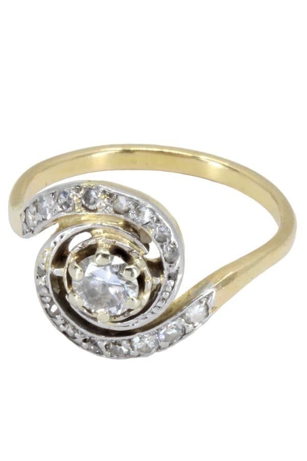 BAGUE TOURBILLON ART-NOUVEAU DIAMANTS — vue 3