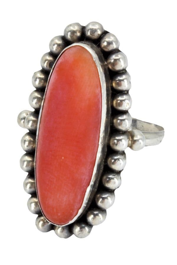 MARQUISE ANCIENNE CORAIL EN ARGENT — vue 1