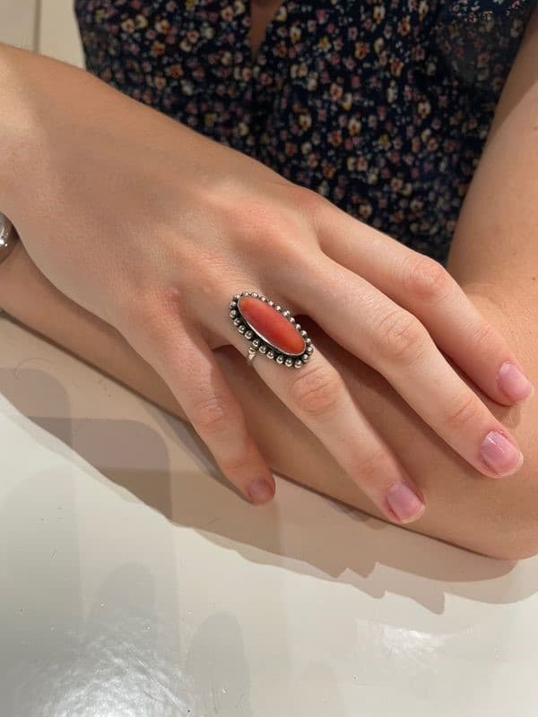 MARQUISE ANCIENNE CORAIL EN ARGENT — vue 2