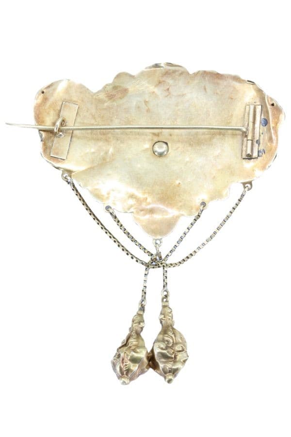 BROCHE ANCIENNE PERLES ET TURQUOISES — vue 3