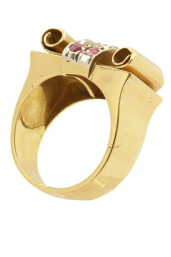 BAGUE TANK RUBIS ET DIAMANTS — vue 5