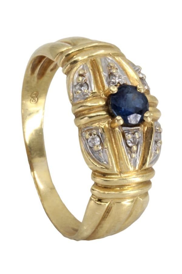 BAGUE MODERNE SAPHIR ET DAIMANTS — vue 4