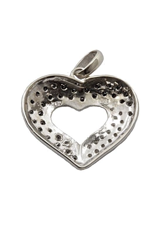 PENDENTIF COEUR DIAMANTS NOIRS ET BLANCS — vue 2
