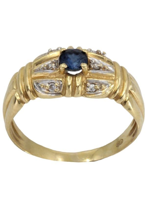 BAGUE MODERNE SAPHIR ET DAIMANTS — vue 1