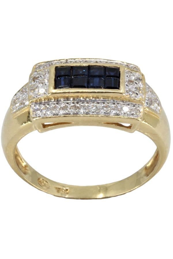 BAGUE MODERNE SAPHIRS ET DIAMANTS — vue 1