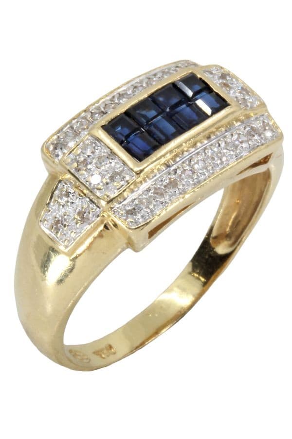 BAGUE MODERNE SAPHIRS ET DIAMANTS — vue 3